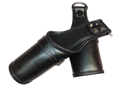 Handmade Black Leather Wrap-Around Wrist & Hand Cuffs