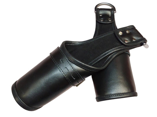 Handmade Black Leather Wrap-Around Wrist & Hand Cuffs