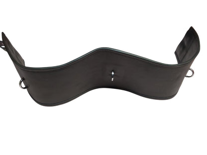 Handmade Leather Cinch Belt  BDSM , Bomdage — 3-Strap with D-Rings (Black/Silver)