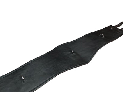 Handmade Leather Cinch Belt  BDSM , Bomdage — 3-Strap with D-Rings (Black/Silver)