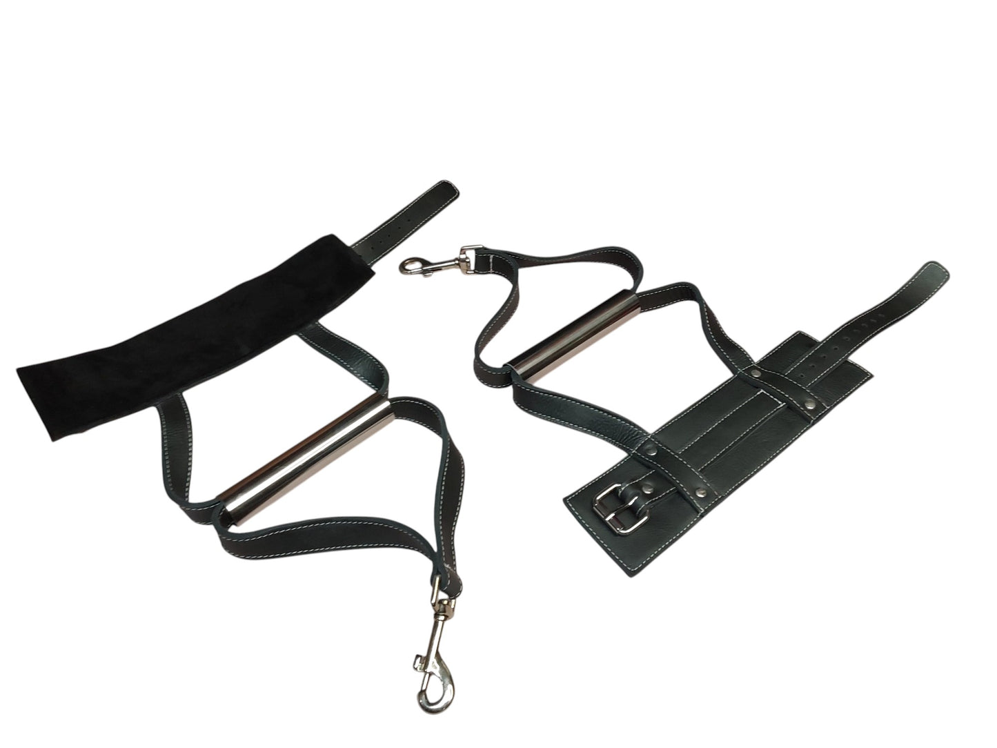 Hand-Made Leather Suspension Cuffs with Metal Hand Grip