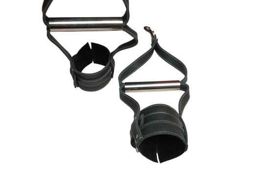 Hand-Made Leather Suspension Cuffs with Metal Hand Grip