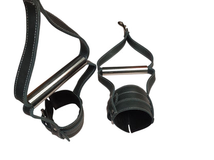 Hand-Made Leather Suspension Cuffs with Metal Hand Grip