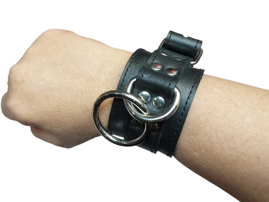 Handmade Leather Bondage/BDSM Plain  Wrist Cuffs — Black (Daily Wear Design)