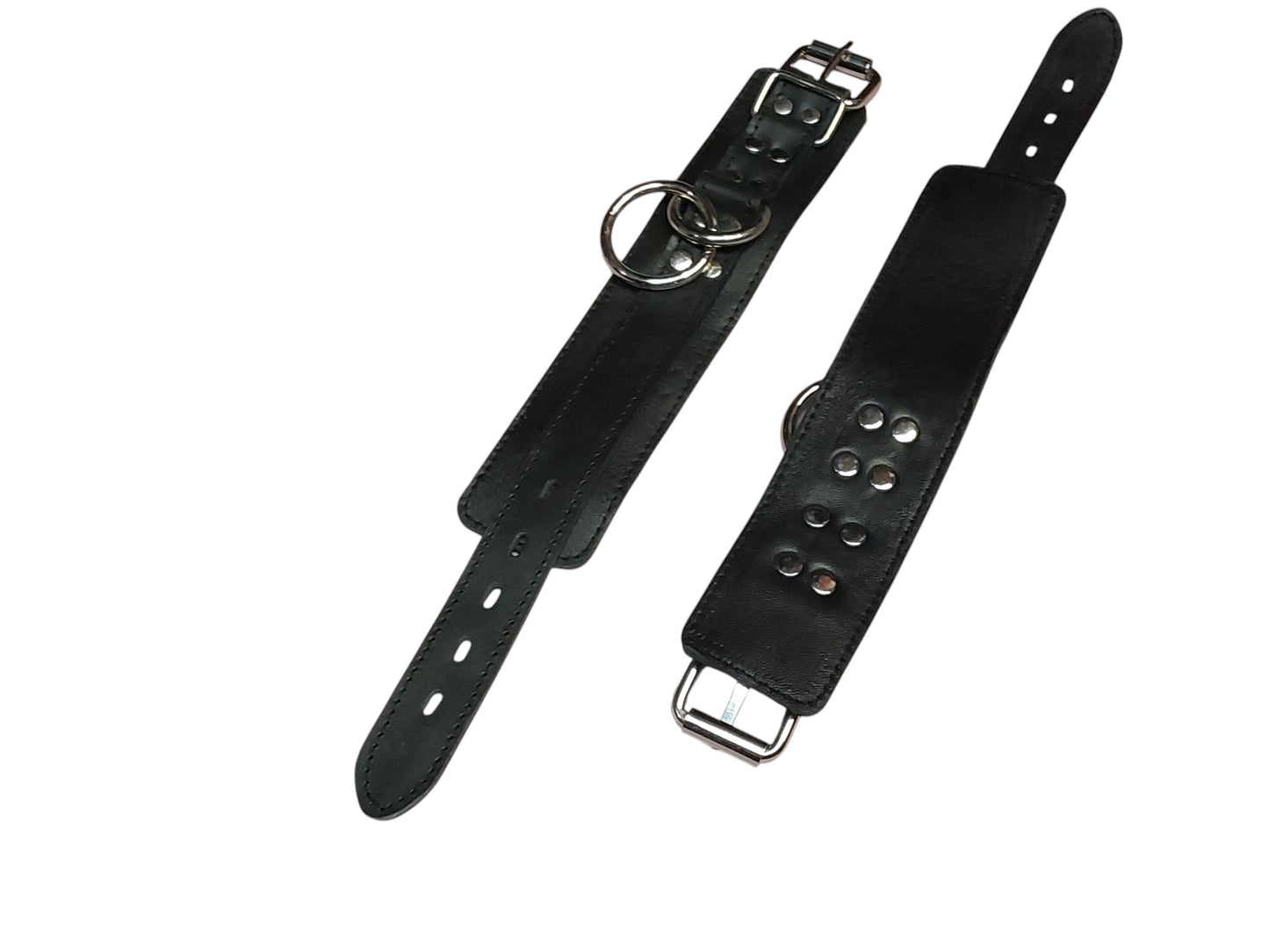 Handmade Leather Bondage/BDSM Plain  Wrist Cuffs — Black (Daily Wear Design)