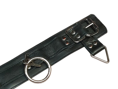 Handmade Leather Collar with  4 Rings (Adjustable BDSM Collar)