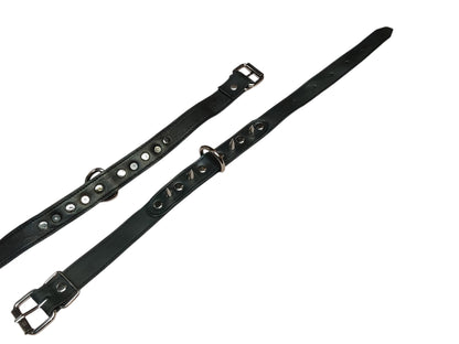 Handmade Leather Collar with Spikes & D-Ring | Adjustable BDSM