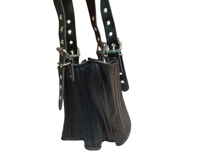 Handmade Leather Neck Corset — Black, Upright Straps (Non-Load-Bearing).With4 adjustable head straps