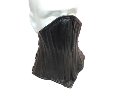 Handmade Leather Black Posture/Neck Collar Over Chin— 3-Buckle