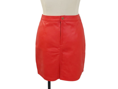 Hand Tailored Mid Length  Lamb Leather Skirt