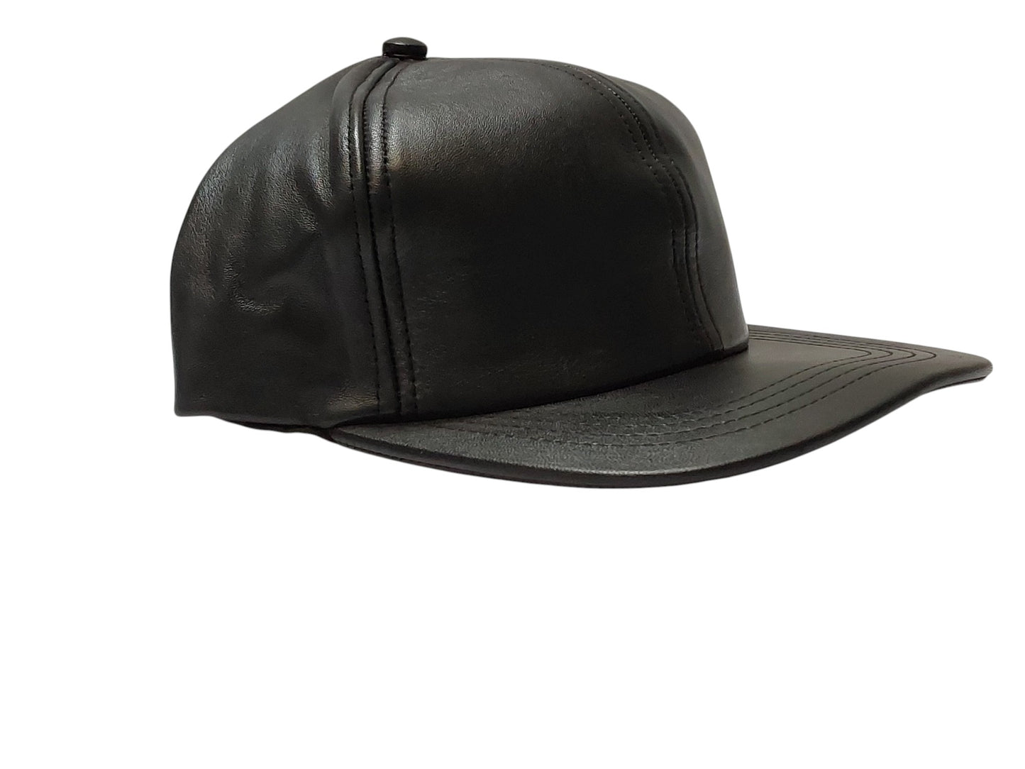 100% Hand Made, 6 Panel Sheep Leather, Mid Crown, Unisex Baseball Cap with Velcro Adjustable Back Strap