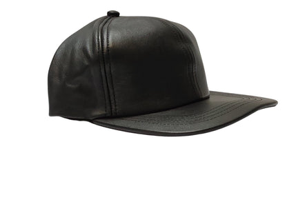 100% Hand Made, 6 Panel Sheep Leather, Mid Crown, Unisex Baseball Cap with Velcro Adjustable Back Strap