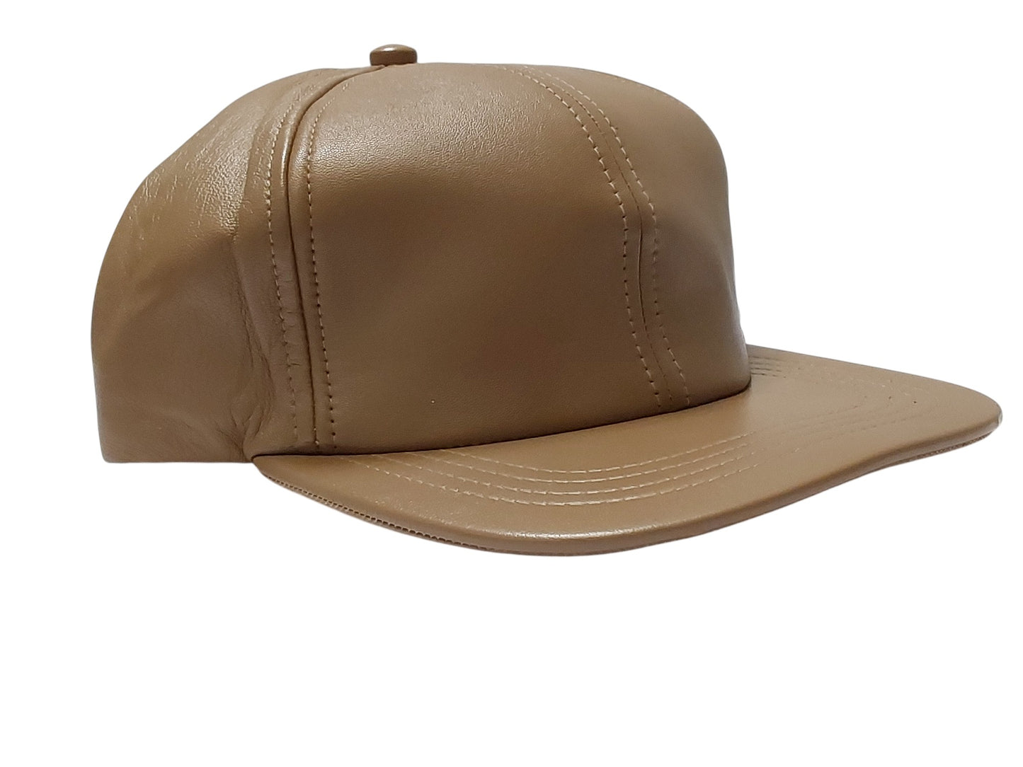 100% Hand Made, 6 Panel Sheep Leather, Mid Crown, Unisex Baseball Cap with Velcro Adjustable Back Strap