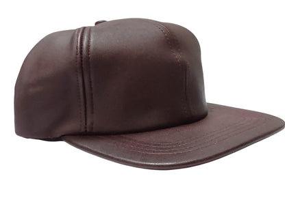 100% Hand Made, 6 Panel Sheep Leather, Mid Crown, Unisex Baseball Cap with Velcro Adjustable Back Strap