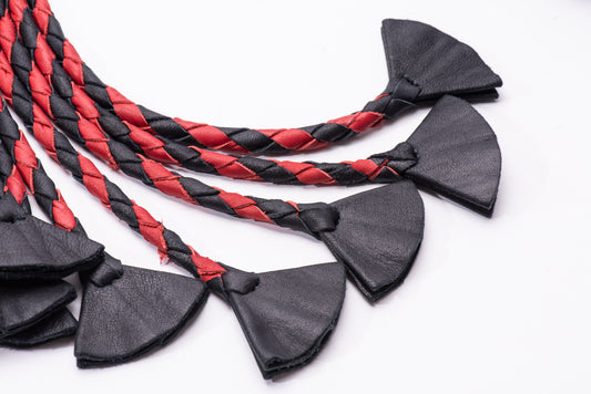 Hand Crafted Leather Traditional Cat of 9 Tails  , Red and Black