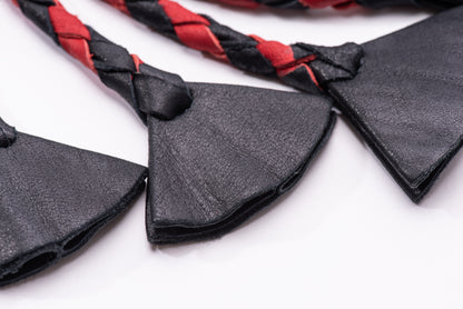 Hand Crafted Leather Traditional Cat of 9 Tails  , Red and Black