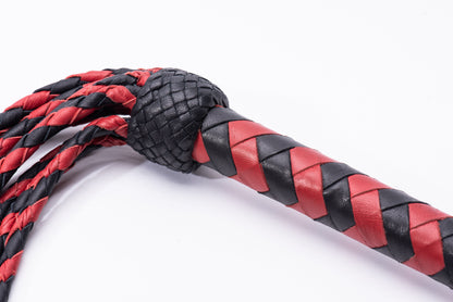 Hand Crafted Leather Traditional Cat of 9 Tails  , Red and Black