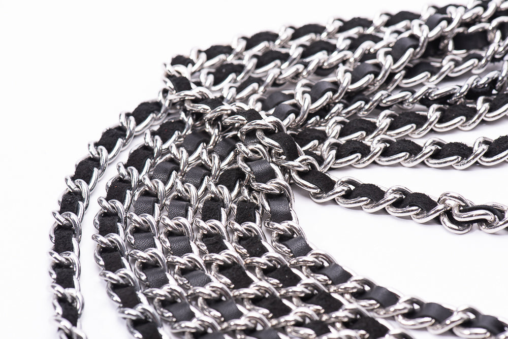 Hand Made Chain Flogger With leather Inlay  30cm Falls - The Wow Factor, Pure Bling.