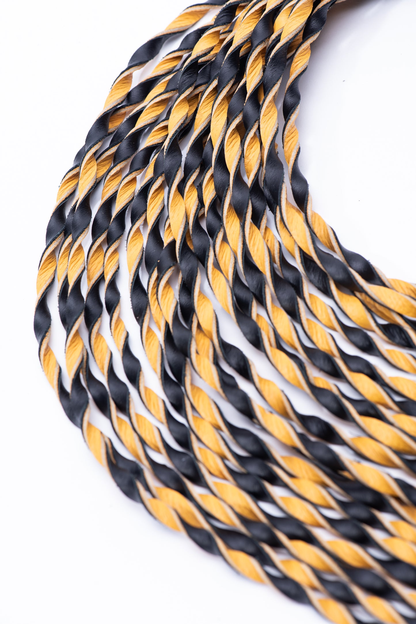 Hand Made 100% Leather, Thin Twist Flogger, Yellow and Black - Bumble-Bee