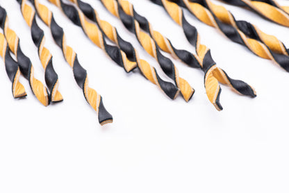 Hand Made 100% Leather, Thin Twist Flogger, Yellow and Black - Bumble-Bee