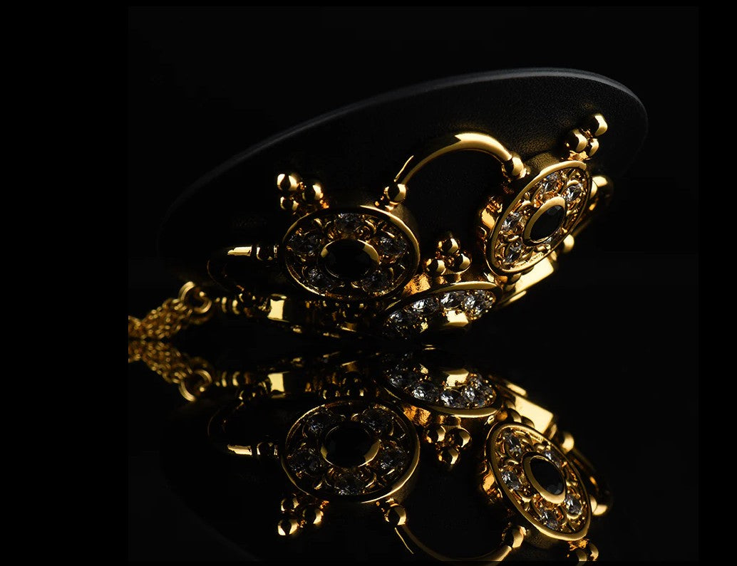 Luxury Baroque Leather Pasties with  Czech Zircon Gems Inlaid