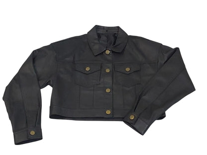 Handmade black lambskin leather jacket with brass buttons, lined for comfort, lightweight yet stylish—luxury artisan fashion built to last.