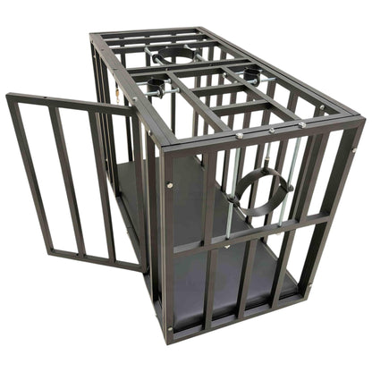 Heavy-Duty Steel Confinement Cage | Lockable Dungeon Furniture, 125cm Interior, Wheels
