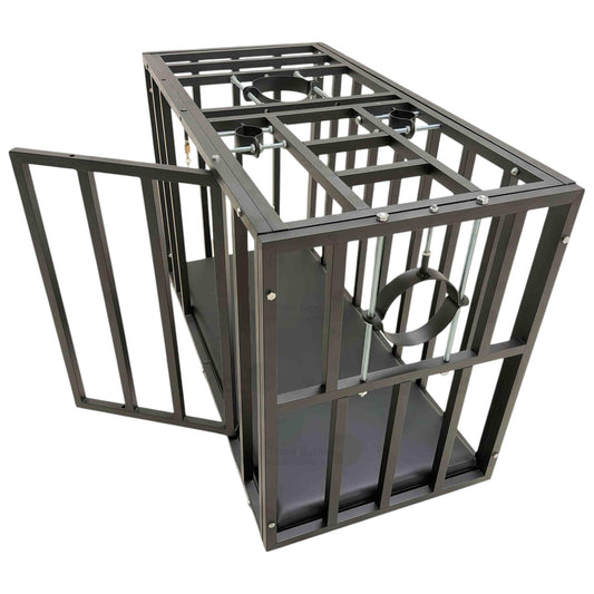 Heavy-Duty Steel Confinement Cage | Lockable Dungeon Furniture, 125cm Interior, Wheels