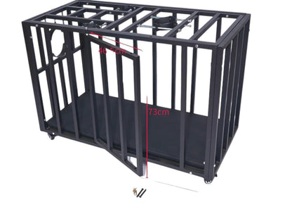 Heavy-Duty Steel Confinement Cage | Lockable Dungeon Furniture, 125cm Interior, Wheels