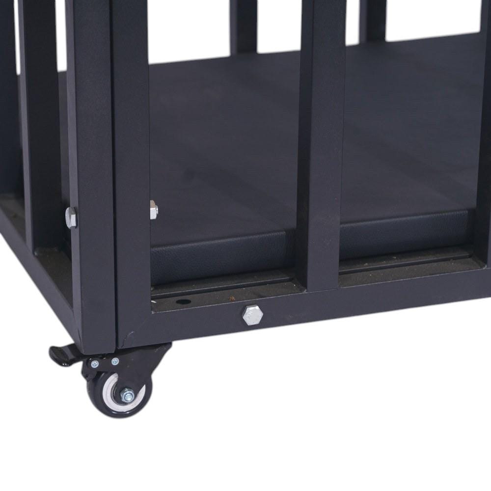 Heavy-Duty Steel Confinement Cage | Lockable Dungeon Furniture, 125cm Interior, Wheels