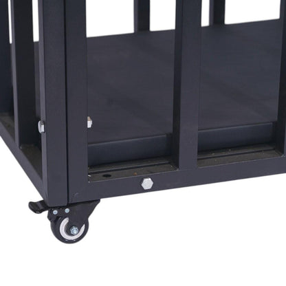 Heavy-Duty Steel Confinement Cage | Lockable Dungeon Furniture, 125cm Interior, Wheels