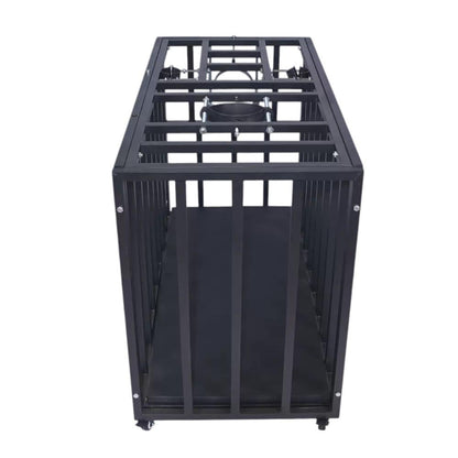 Heavy-Duty Steel Confinement Cage | Lockable Dungeon Furniture, 125cm Interior, Wheels