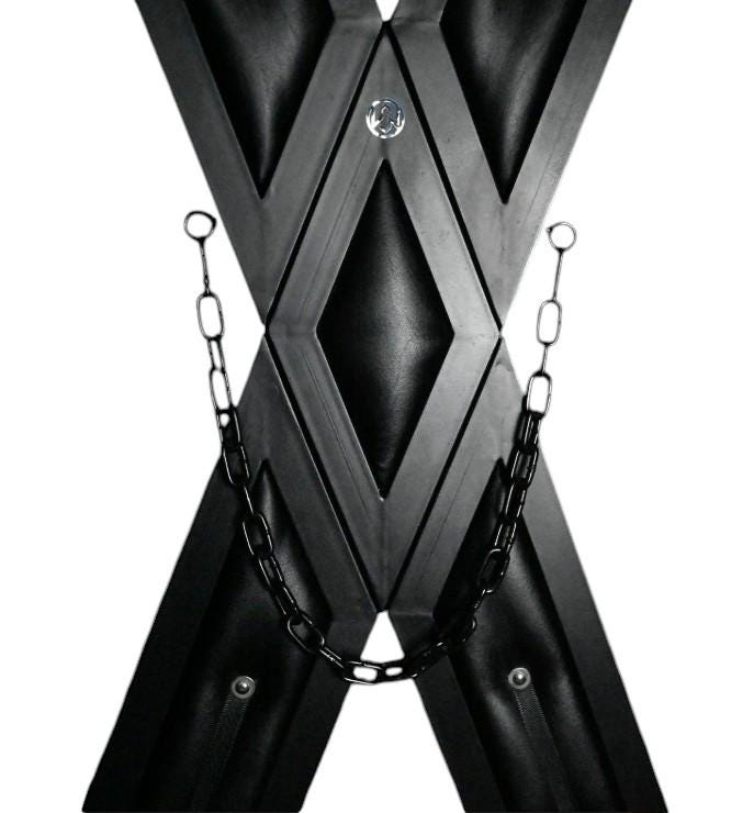 Mature St Andrew's Cross — Leather Padded X-Frame Restraint Wall Mount Only | Adj Bondage Furniture | Adult Play Equip (1 only)