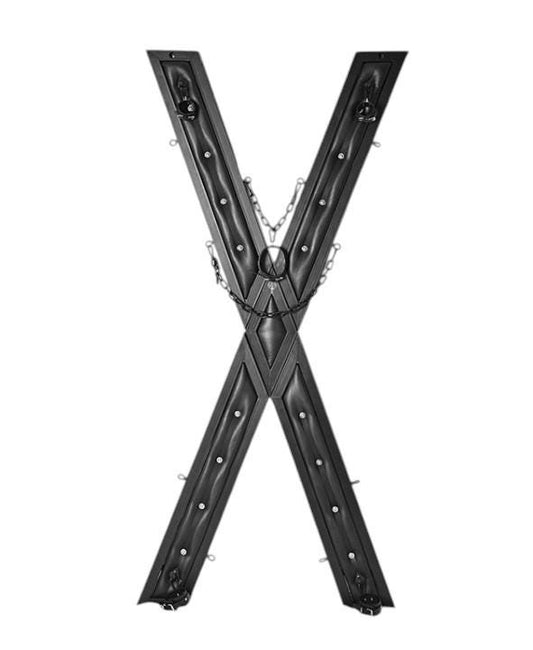 Mature St Andrew's Cross — Leather Padded X-Frame Restraint Wall Mount Only | Adj Bondage Furniture | Adult Play Equip (1 only)