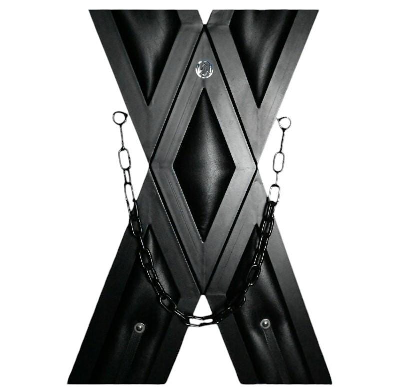 Mature St Andrew's Cross Freestanding — Metal X-Frame with Chains | Bondage Furniture | Adult Play Equipment