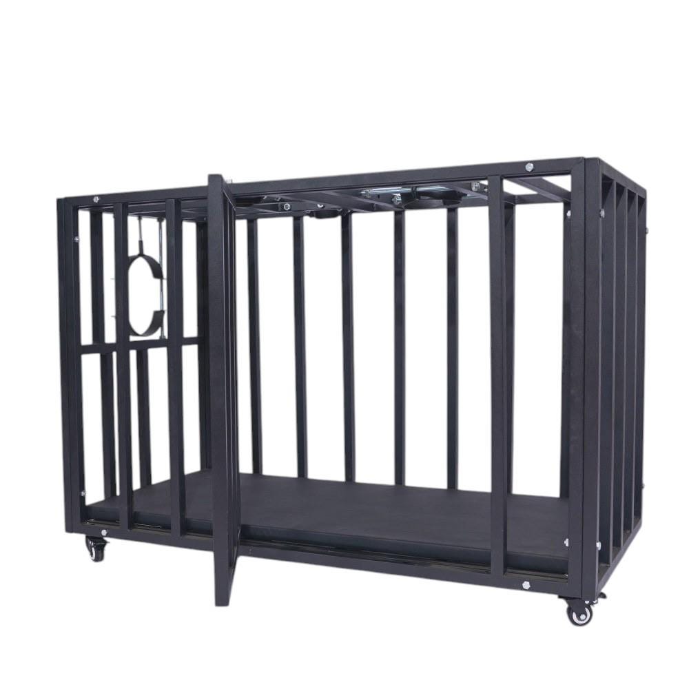 Heavy-Duty Steel Confinement Cage | Lockable Dungeon Furniture, 125cm Interior, Wheels