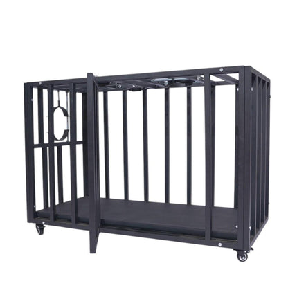 Heavy-Duty Steel Confinement Cage | Lockable Dungeon Furniture, 125cm Interior, Wheels