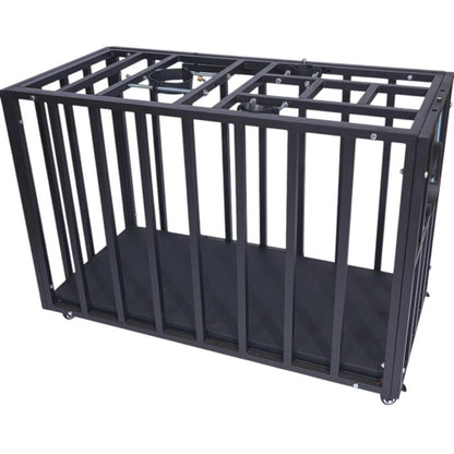 Heavy-Duty Steel Confinement Cage | Lockable Dungeon Furniture, 125cm Interior, Wheels