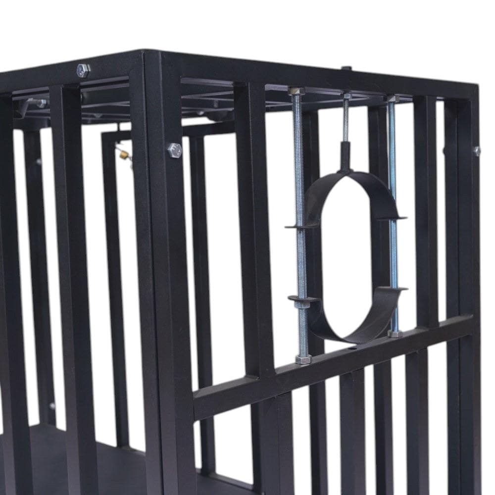 Heavy-Duty Steel Confinement Cage | Lockable Dungeon Furniture, 125cm Interior, Wheels