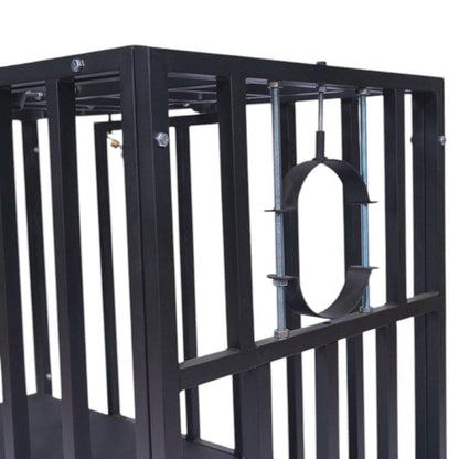 Heavy-Duty Steel Confinement Cage | Lockable Dungeon Furniture, 125cm Interior, Wheels