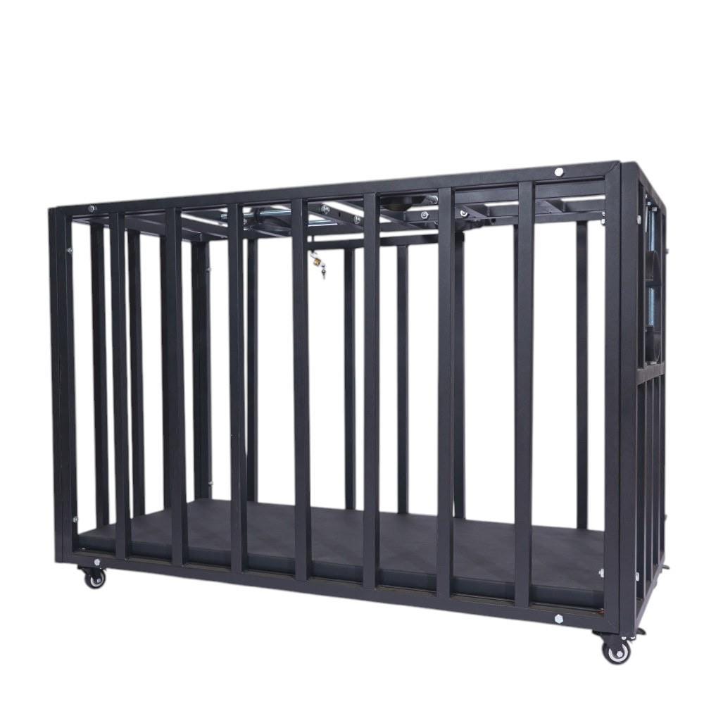 Heavy-Duty Steel Confinement Cage | Lockable Dungeon Furniture, 125cm Interior, Wheels