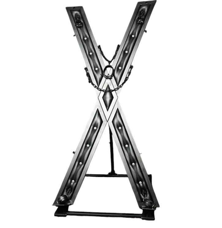 Mature St Andrew's Cross Freestanding — Metal X-Frame with Chains | Bondage Furniture | Adult Play Equipment