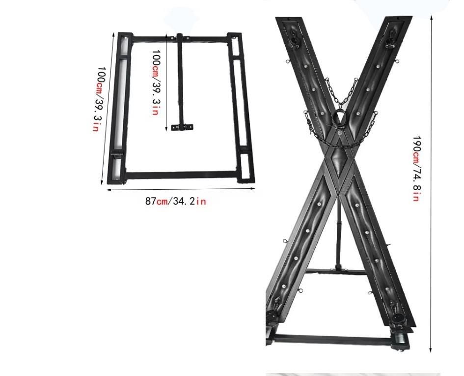 Mature St Andrew's Cross Freestanding — Metal X-Frame with Chains | Bondage Furniture | Adult Play Equipment