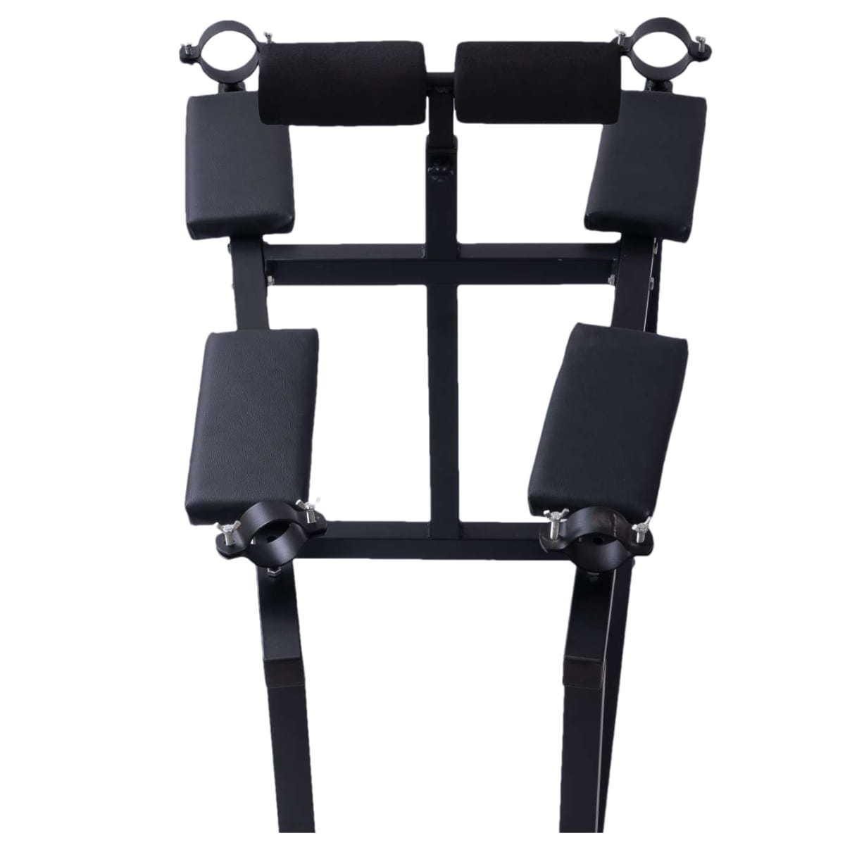 Mature Bondage Frame with Adjustable Padded Rests | Heavy-Duty BDSM Sex Furniture | Lockable Casters, Black Steel