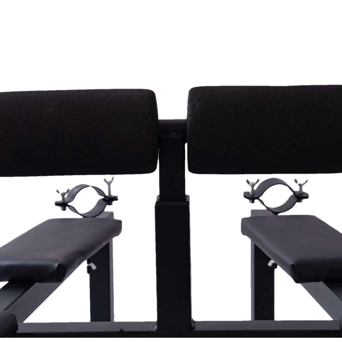 Mature Bondage Frame with Adjustable Padded Rests | Heavy-Duty BDSM Sex Furniture | Lockable Casters, Black Steel