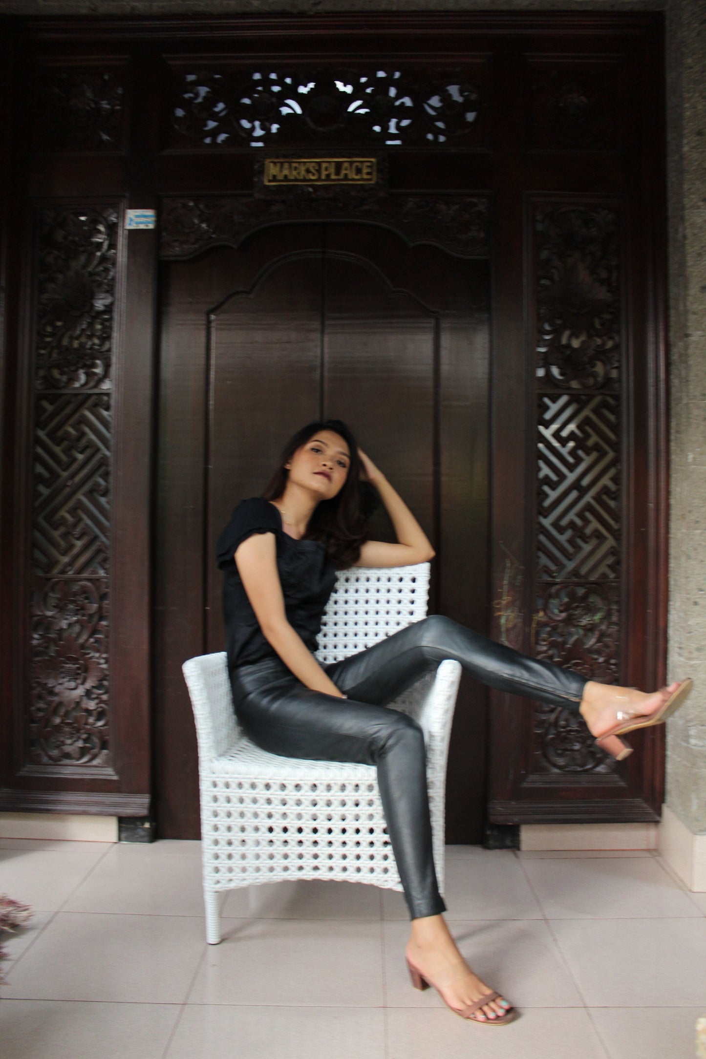 Women's Hand made 100% Leather Jeans , Genuine Luxurious  Soft Lambskin Leather Black Colour , Straight Leg Pants - No legs Zipper .