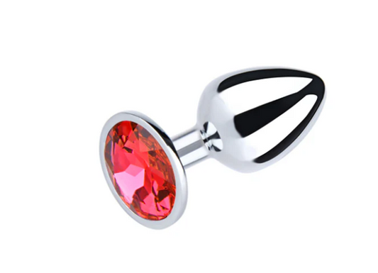 Round Metal  Butt/Anal Plug Medium (Pine Cone Shaped) with Coloured Gem